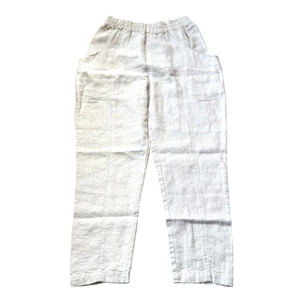 Elizabeth Suzanne Clyde Work Pant in Midweight Linen in Flax Size 12
